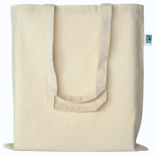 Bolsa de algodón crudo sin imprimir con asas largas, vista frontal