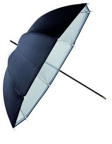 Falcon Eyes Paraguas URN-48TSB1 Transparente Blanco + Plateado/Negro Cubierta 122 cm