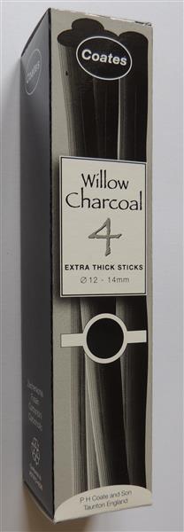 Coates Willow Charcoal Sticks - Extra Thick 12-14 mm - 4 unidades