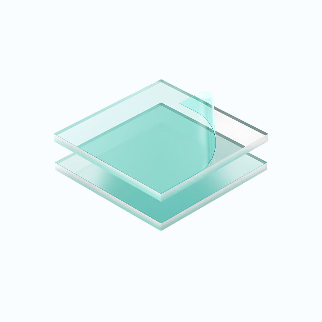 Plexiglas plaat bovenop cyanotype papier met bloemen tijdens UV-belichting