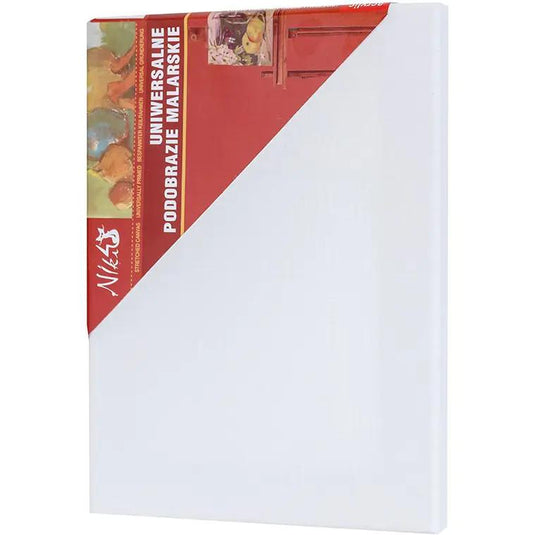 Lienzo KOH-i-NOOR blanco de algodón, 13 × 18 cm, con etiqueta roja Niki4 en una esquina