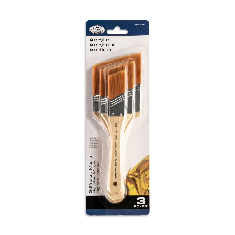 Royal & Langnickel Sets de pinceles spalter y anchos - 3 Pack - Gold Taklon Angular - Medium