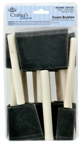 Royal & Langnickel Crafter's Choice Foam Brushes - Tamaños 1, 2 y 3 - 15 pack