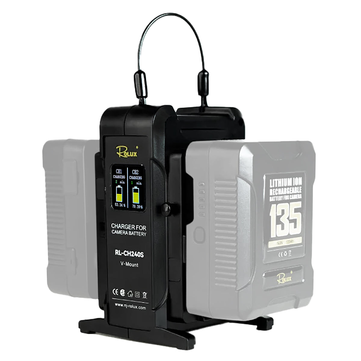 Rolux Doble Rápido Cargador RL-CH240S para Batería V-Mount