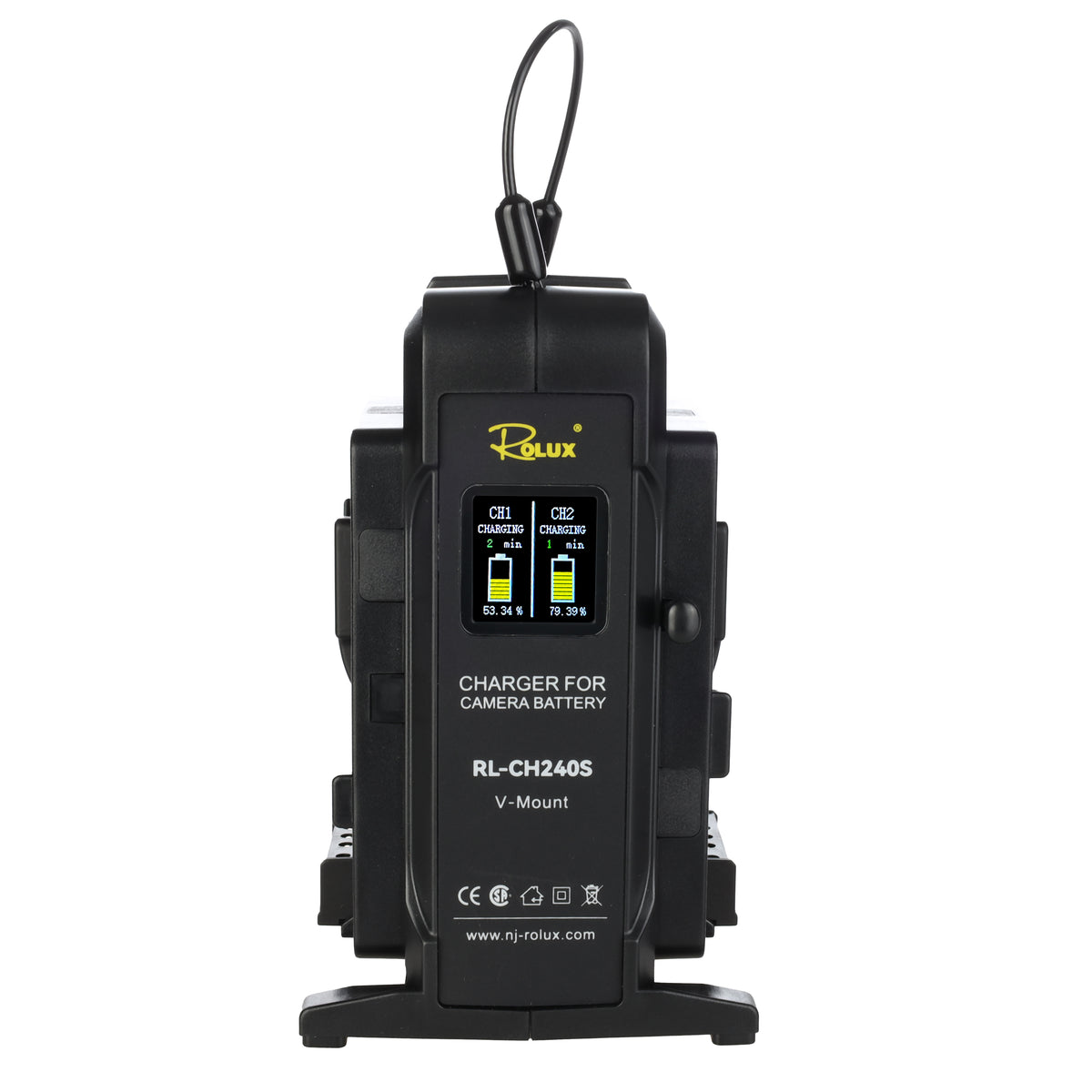 Rolux Doble Rápido Cargador RL-CH240S para Batería V-Mount — 2