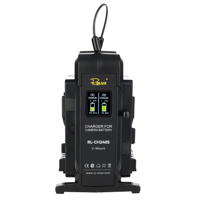 Rolux Doble Rápido Cargador RL-CH240S para Batería V-Mount — 2