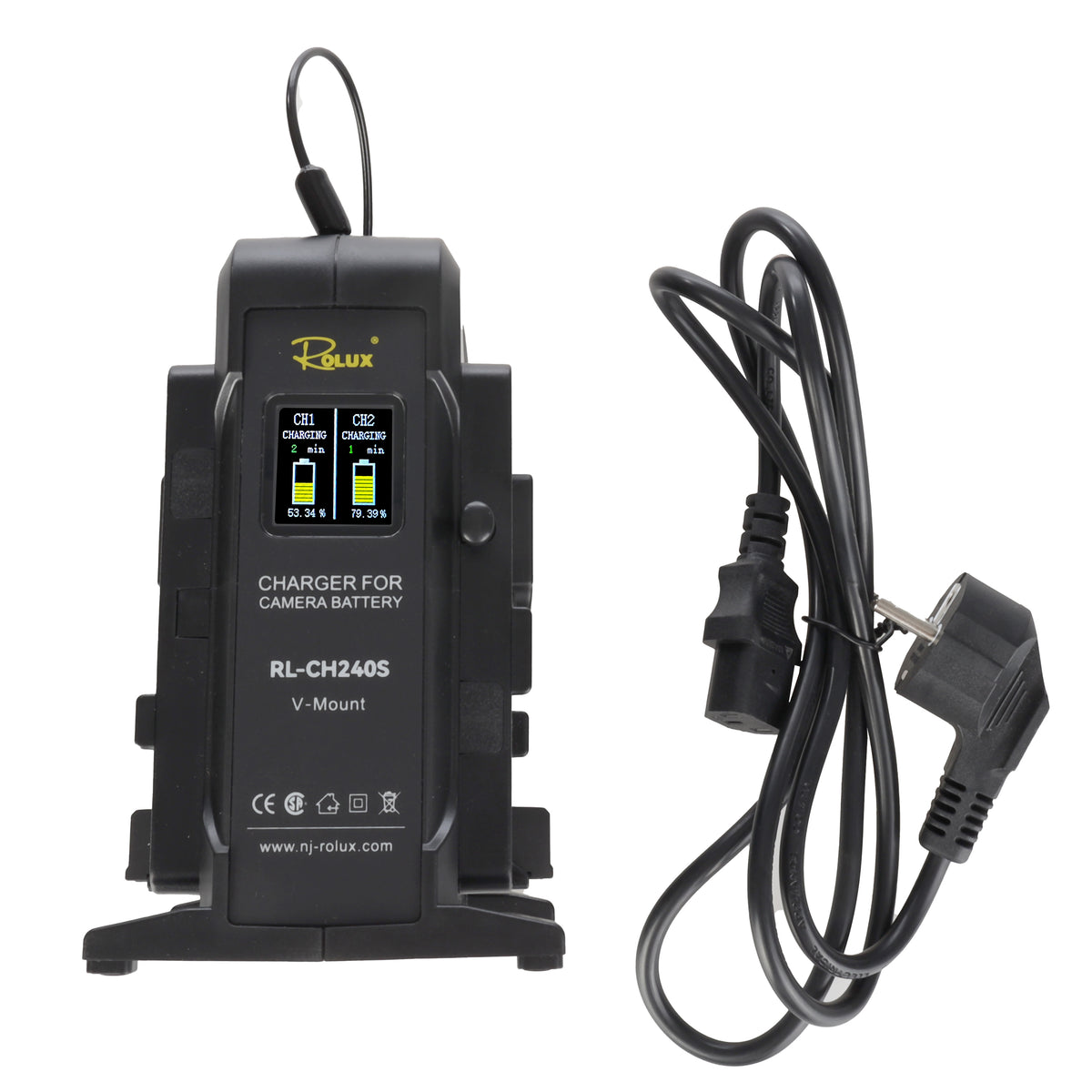 Rolux Doble Rápido Cargador RL-CH240S para Batería V-Mount — 8