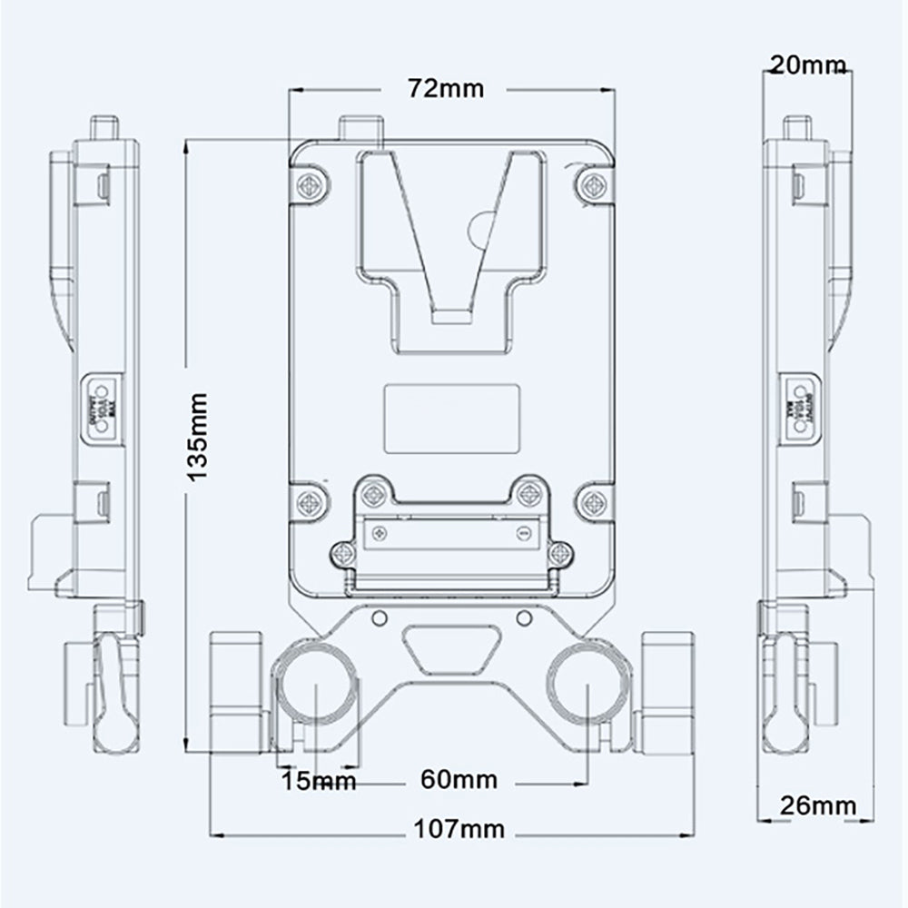 Rolux Mini Placa para batería V-Mount RL-AC13S — 5